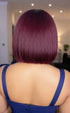 St Zandas 99J SDD Burgundy Human Hair Bone Straight Bob Wig - HD Lace Wig