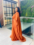 Luxe Ostrich Feather Trim Kaftan Dress | Elegant Statement Abaya