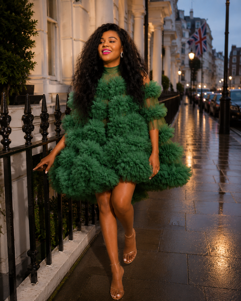 Emerald Bloom Ruffle Tulle Mini Dress – St Zandas