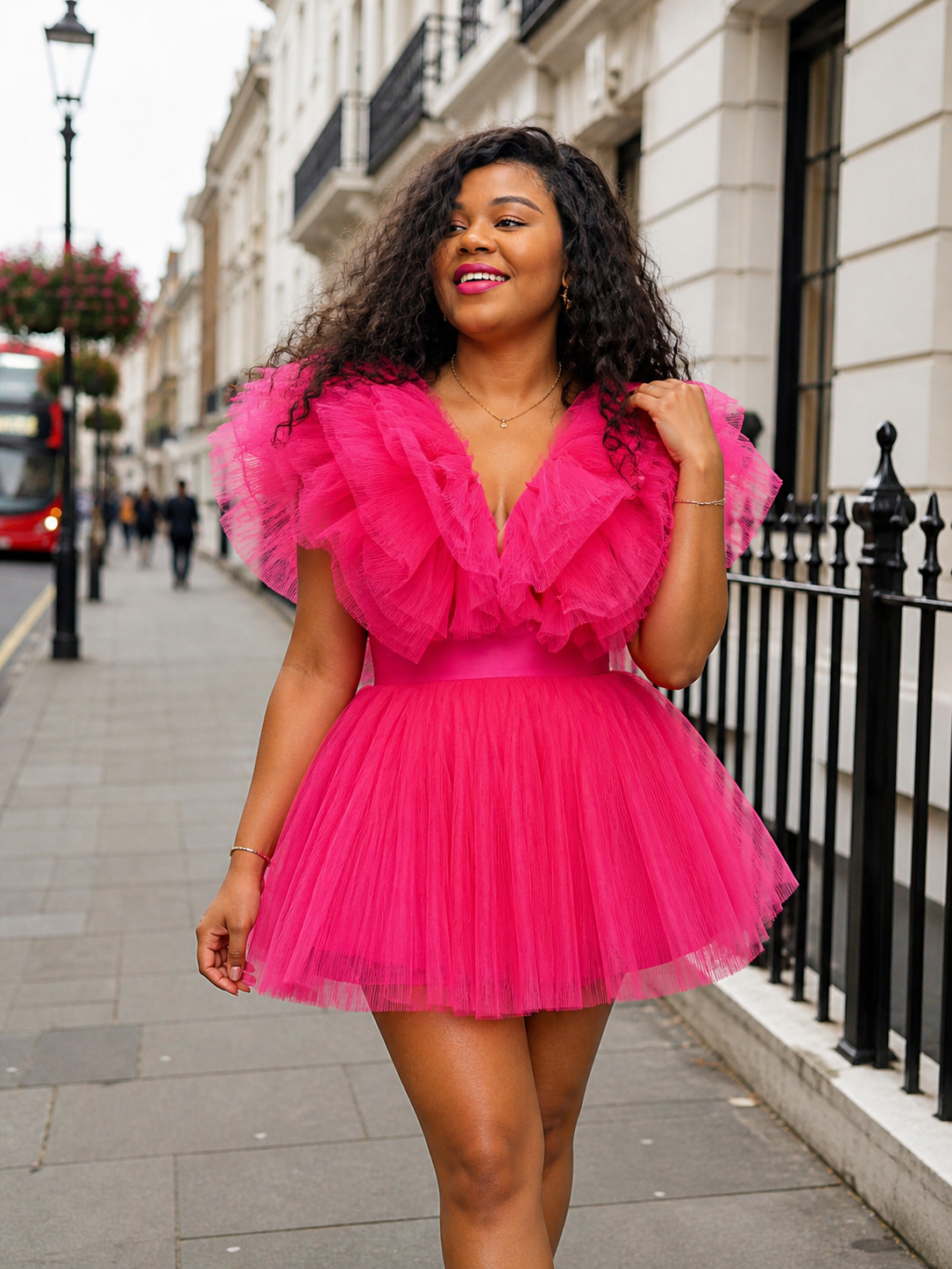 Hot Pink Ruffle Tulle Mini Dress – St Zandas