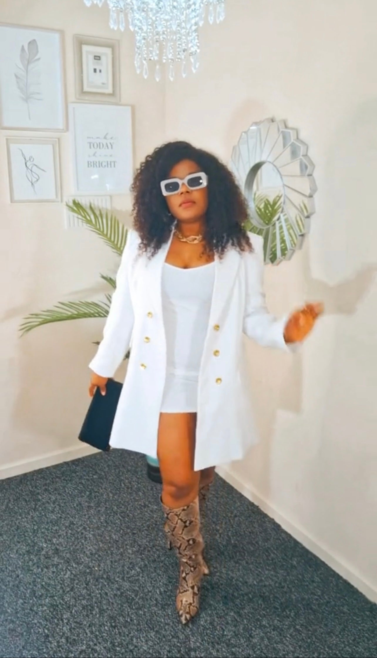 blazer dress tailored White Double Breasted Blazer Dress