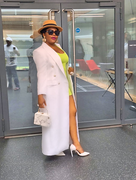 White Tailored Double-Breasted Longline Coat – St Zandas