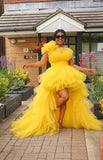 high-low tulle gown for ball party