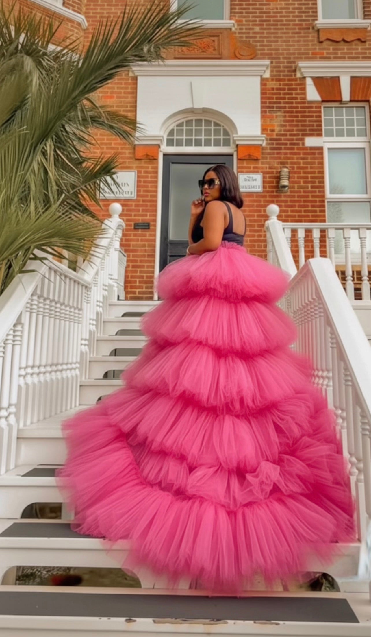Fuchsia Asymmetric Couture Tulle Skirt with Extended Train – St Zandas