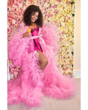 Pink Tulle Ruffle Maternity Robe & Gown