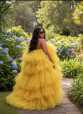 Reversible High-Low Tulle Dress in Yellow