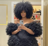 100% Human Hair Big Bouncy Kinky Curly Wig - Voluminous Black Afro Curly Wig