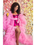 Pink Tulle Ruffle Maternity Robe & Gown