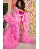 Pink Tulle Ruffle Maternity Robe & Gown