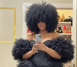 100% Human Hair Big Bouncy Kinky Curly Wig - Voluminous Black Afro Curly Wig